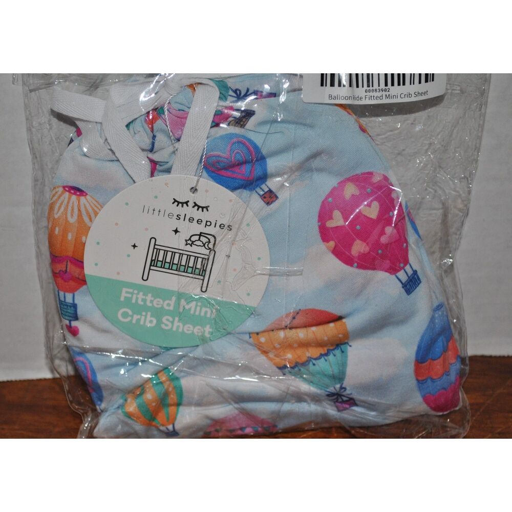 Retired Little Sleepies Balloon Ride Fitted Mini Crib Sheet NEW